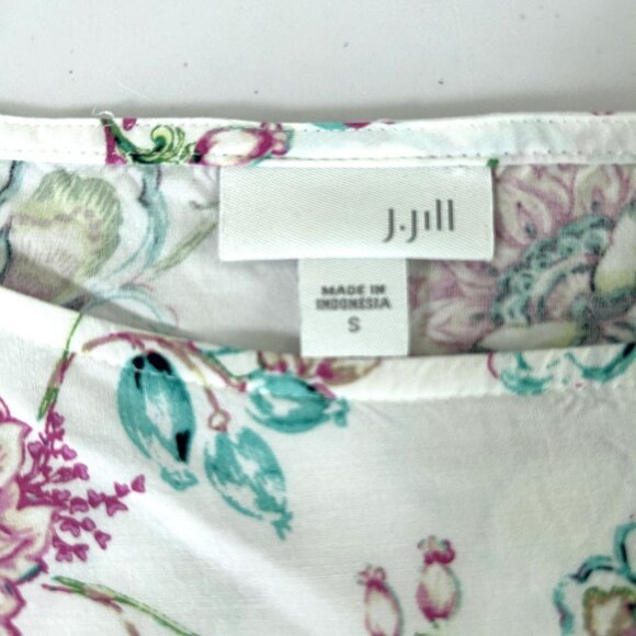 J Jill Blouse Womens Size S White Multicolor Floral Sleeveless Rayon Pullover - Picture 4 of 8